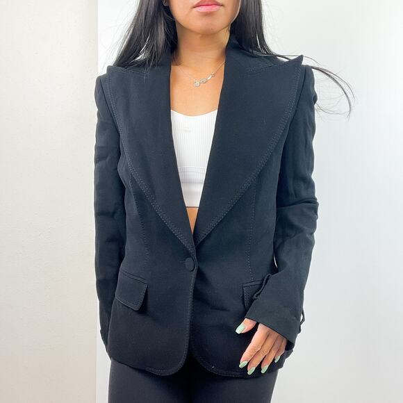 Givenchy Paris Size 36 Blazer Jacket Stretchy Wide Lapels Black - Picture 1 of 12
